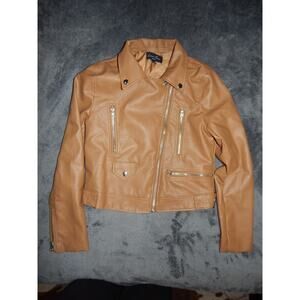Love Tree Faux Leather Jacket Caramel Brown Size Medium